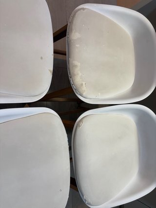 4 taburetes cocina madera y blanco, altura 65 cm