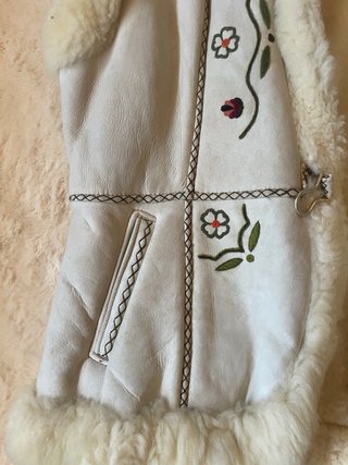 Chaleco Vintage Piel Borrego Bordado
