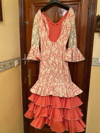 Vestido Flamenca Rosa y Blanco