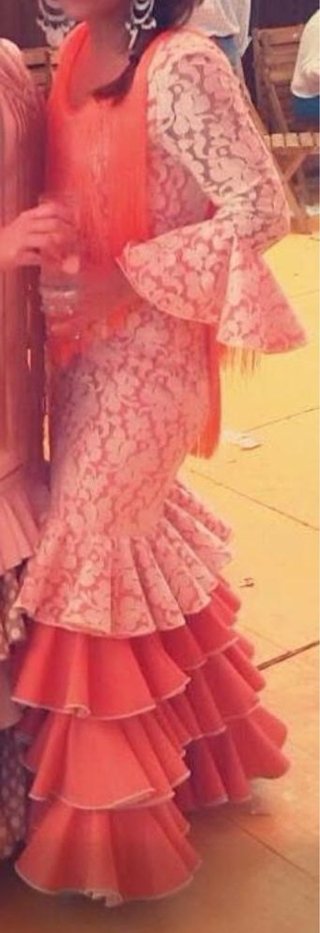 Vestido Flamenca Rosa y Blanco