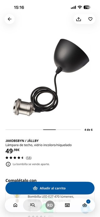 OFERTA!Lámpara de techo IKEA JAKOBSBYN / JÄLLBY