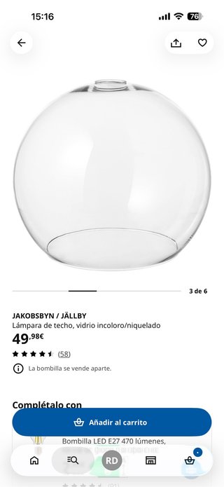 OFERTA!Lámpara de techo IKEA JAKOBSBYN / JÄLLBY