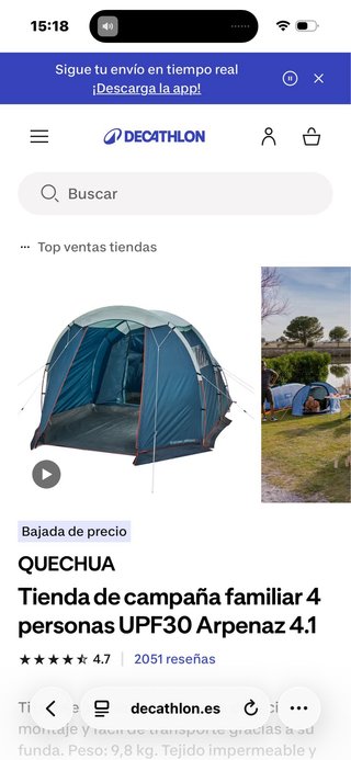 Tienda de campaña familiar 4 personas