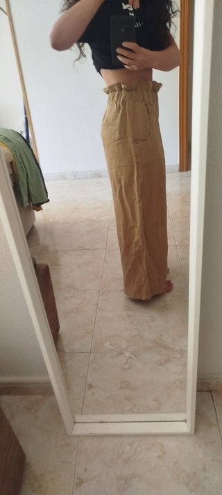 Pantalones Zara Lino Beige.
