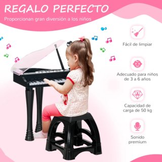 Piano infantil negro con luces