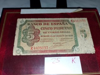 Billete 5 Pesetas Banco de España 1938
