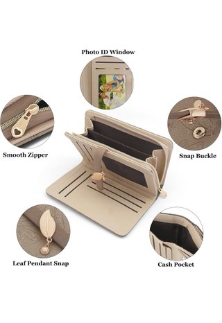 Cartera Mujer Cuero PU Hoja