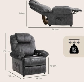 Butaca reclinable de tela gris