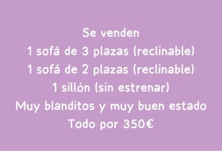 Sofá 3 plazas, 2 plazas y sillón