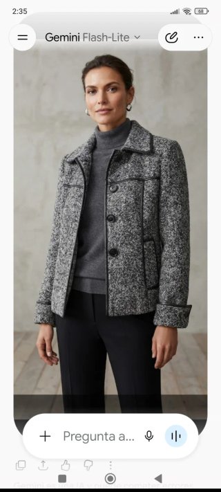Chaqueta tweed gris y negra