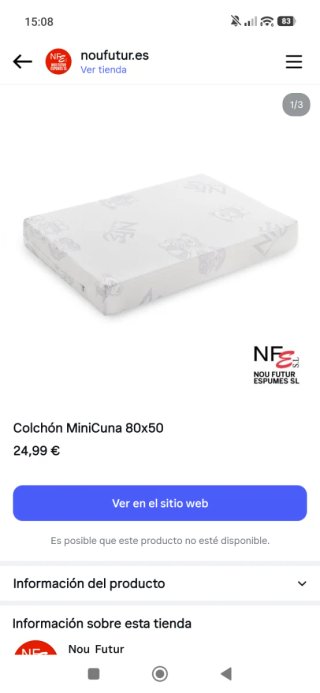 Cuna + colchón + ropa de cama