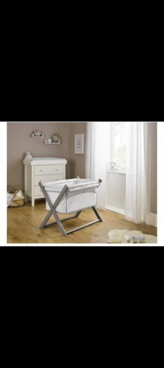 Minicuna plegable gris y blanco