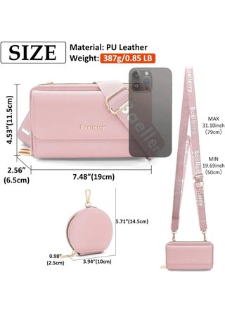 Bolso Bandolera Baellerry Rosa Cuero Mujer