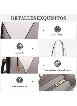 Bolso Miss Lulu Negro, Gris y Blanco