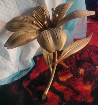Cenicero Flor Lirio Vintage Bronce 50-60 firmado
