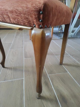 Sillas vintage madera y tela naranja