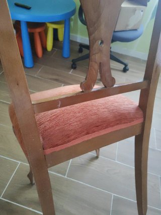 Sillas vintage madera y tela naranja