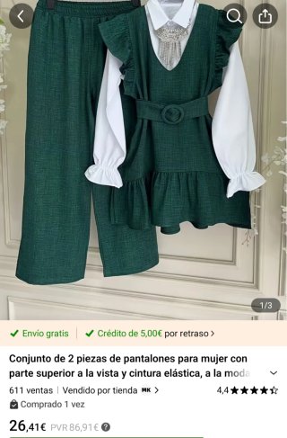Conjunto 2 piezas mujer verde y blanco