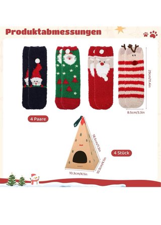 4 Pares Calcetines Navideños Mujer