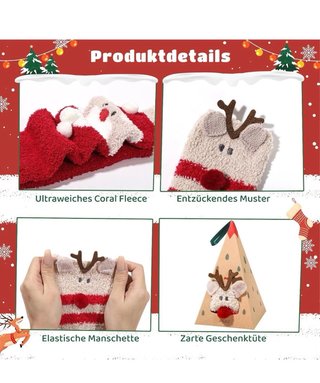 4 Pares Calcetines Navideños Mujer