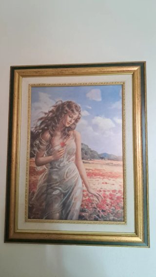 Cuadro mujer campo flores