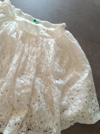 Gonna bambina bianca pizzo paillettes
