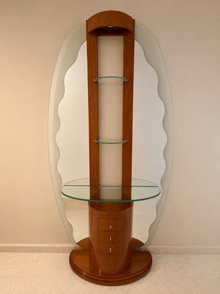 Mueble recibidor madera y cristal