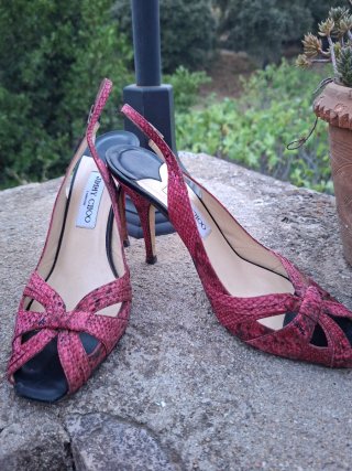 Sandalias Jimmy Choo Rosa Piel Serpiente