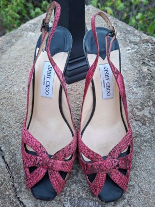 Sandalias Jimmy Choo Rosa Piel Serpiente