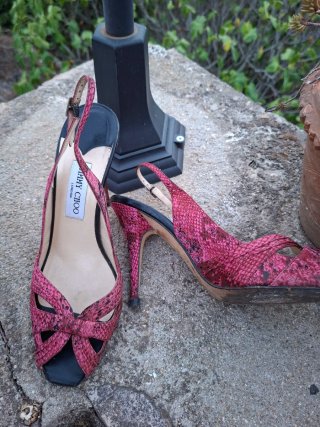 Sandalias Jimmy Choo Rosa Piel Serpiente