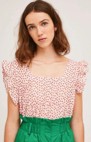 Blusa troquelada blanca y roja