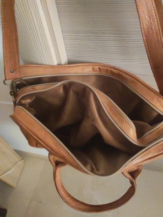 Maletín de cuero Camel