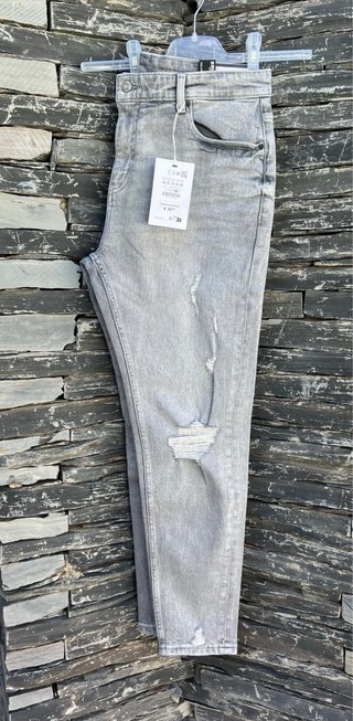 Pantalón vaquero desgastado gris Talla 44
