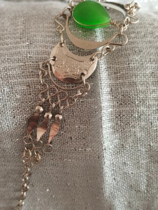 Pulsera Boho Alpaca Ojo de Gato Verde