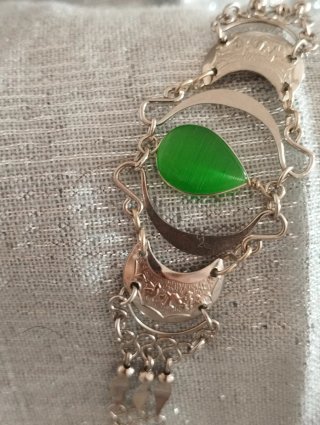 Pulsera Boho Alpaca Ojo de Gato Verde