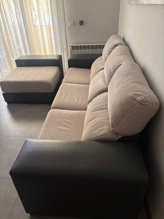 Sofá chaise longue 3 plazas beige