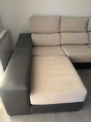 Sofá chaise longue 3 plazas beige
