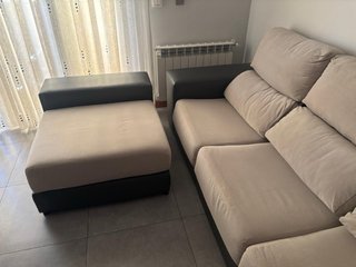 Sofá chaise longue 3 plazas beige