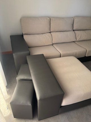 Sofá chaise longue 3 plazas beige