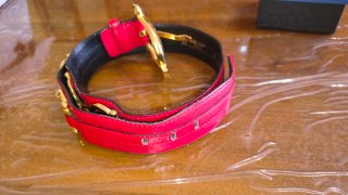 Cintura Donna Rossa Fibbia Oro
