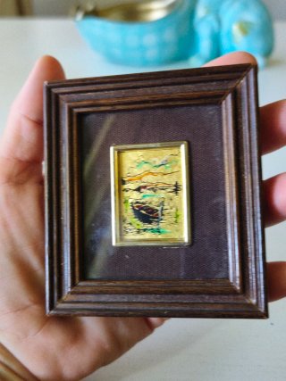 Miniatura quadro legno con oro