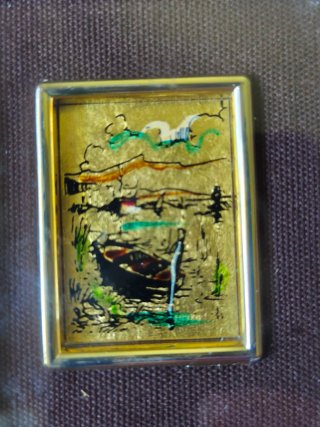 Miniatura quadro legno con oro