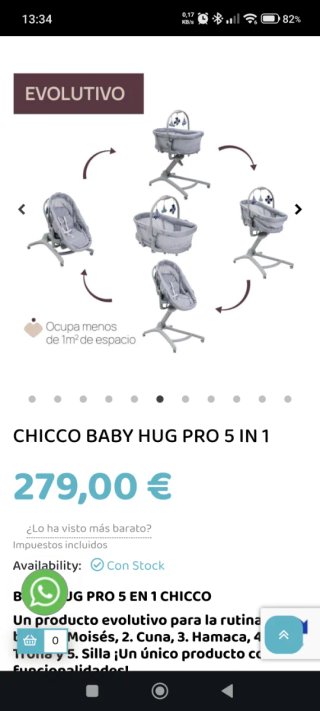Chicco Baby Hug Pro 5 en 1 Cuna/Trona