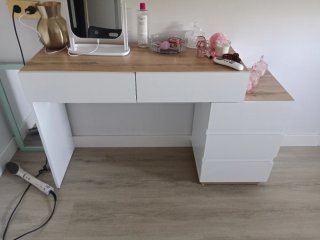 Tocador o escritorio madera y blanco