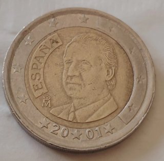 2 euros 2001 España error acuñación