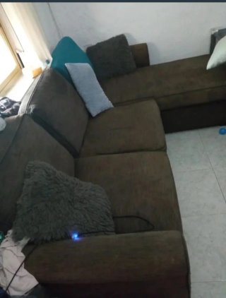 Sofá Chaiselongue Cama Marrón con arcón