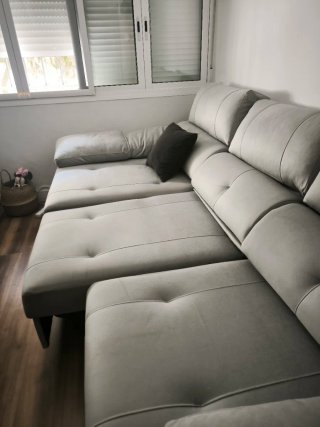 Sofá Chaiselongue Gris claro,microfibra antimancha
