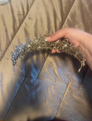 Tiara de Novia Plateada con Perlas