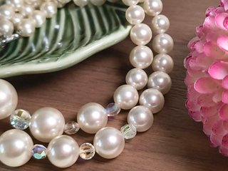 Collar vintage 2 hilos perlas sello JAPAN (Num. 3)