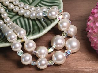 Collar vintage 2 hilos perlas sello JAPAN (Num. 3)